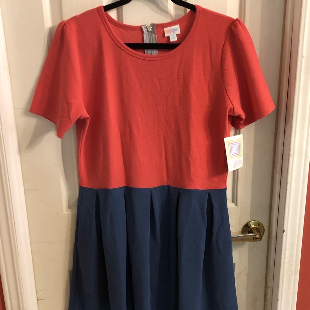 Lularoe Amelia Coral/Dusty Blue NWT (2XL)